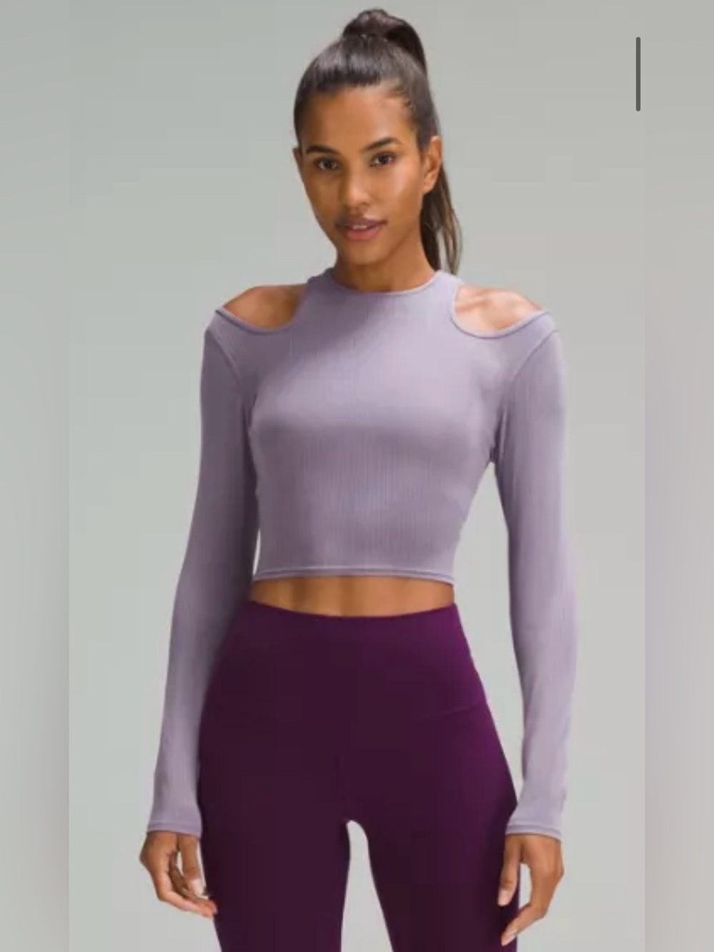 NWT LULULEMON Shoulder Cut-Out Yoga Long-Sleeve Shirt size 12 purple